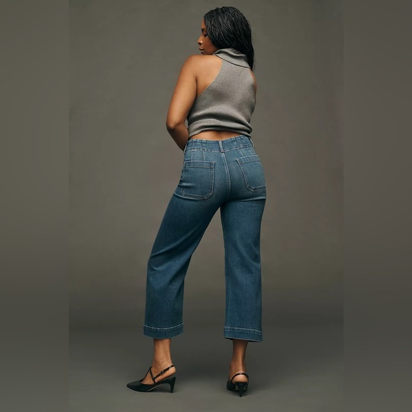 THE COLETTE DENIM CROPPED WIDE-LEG JEANS BY MAEVE Anthropologie NWT Size 30 - Picture 3 of 12